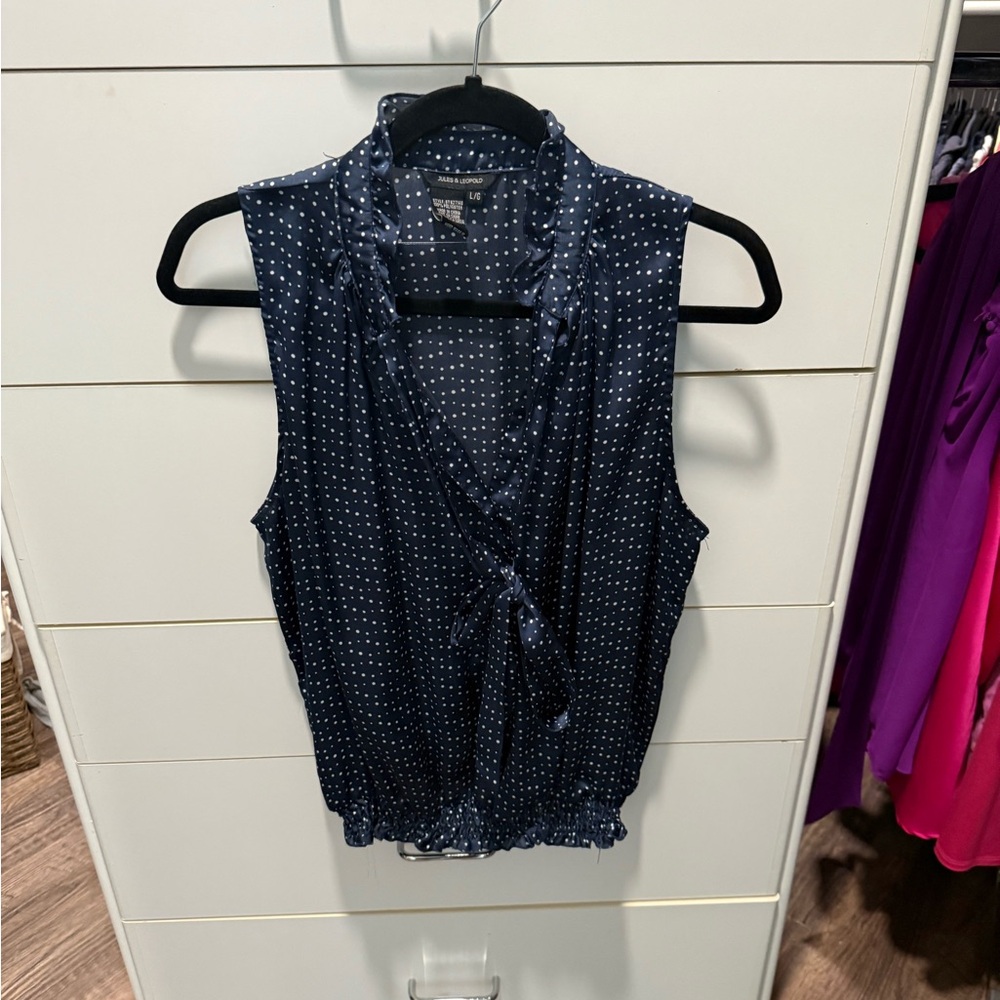 Jules & Leopold Dark Blue Polka Dot Top